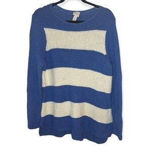 Chico's Striped Woven Blue White Sweater
